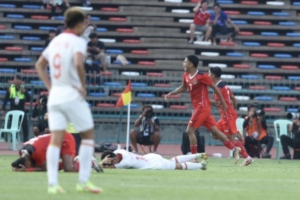 Thua U22 Indonesia, U22 Việt Nam trở thành cựu vô địch SEA Games. (Ảnh: Minh Quyết/TTXVN)