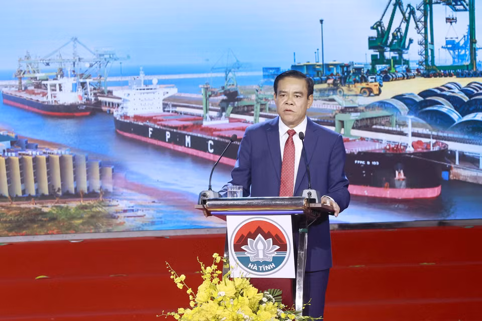 Ông Võ Trọng Hải, Phó Bí thư Tỉnh ủy, Chủ tịch Ủy ban Nhân dân tỉnh Hà Tĩnh phát biểu. (Ảnh: Doãn Tấn/TTXVN)