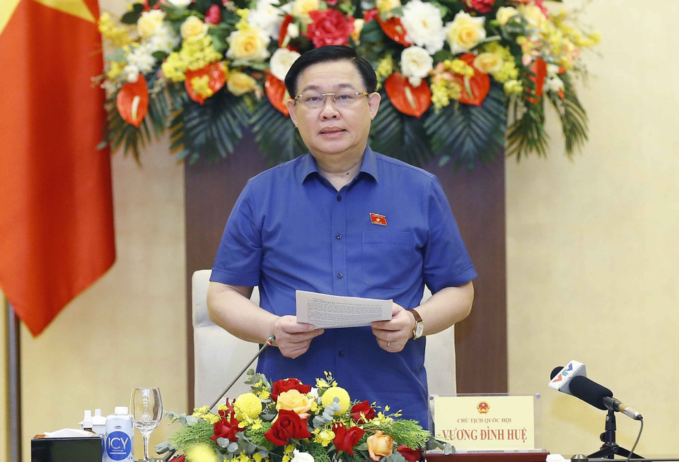 Chủ tịch Quốc hội Vương Đình Huệ phát biểu. (Ảnh: Doãn Tấn/TTXVN)