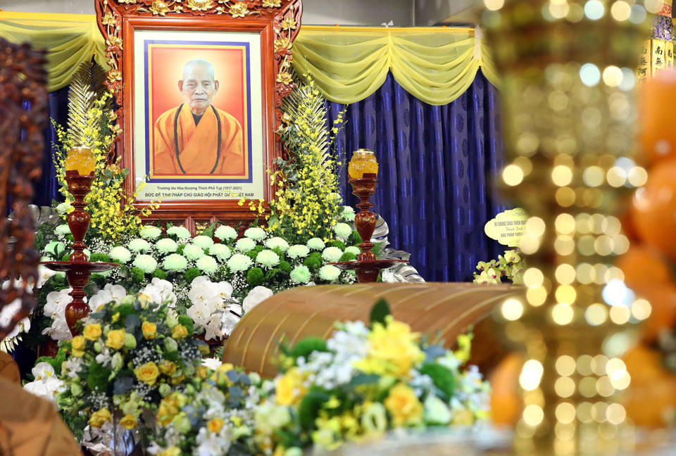 Đại lão Hòa thượng Thích Phổ Tuệ, Đức Pháp chủ Hội đồng Chứng minh, đã viên tịch vào ngày 21/10 (tức ngày 16/9 năm Tân Sửu) tại Tổ đình Viên Minh (chùa Ráng) thuộc xã Quang Lãng, huyện Phú Xuyên, thành phố Hà Nội. (Ảnh: Phạm Kiên/TTXVN)