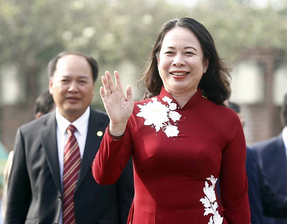 Quyền Chủ tịch nước Võ Thị Ánh Xuân dự “Ngày hội sắc Xuân trên mọi miền Tổ quốc” năm 2023. (Ảnh: Thống Nhất/TTXVN)