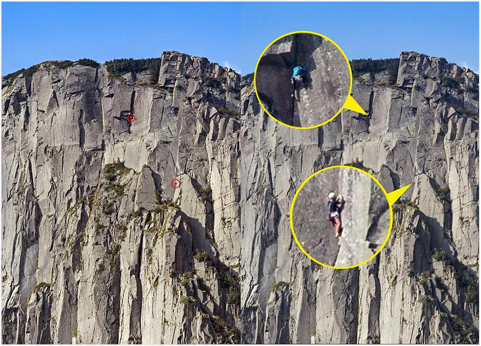 Mắt thường hầu như không thể nhìn thấy những người leo núi này. (Nguồn: dailymail)