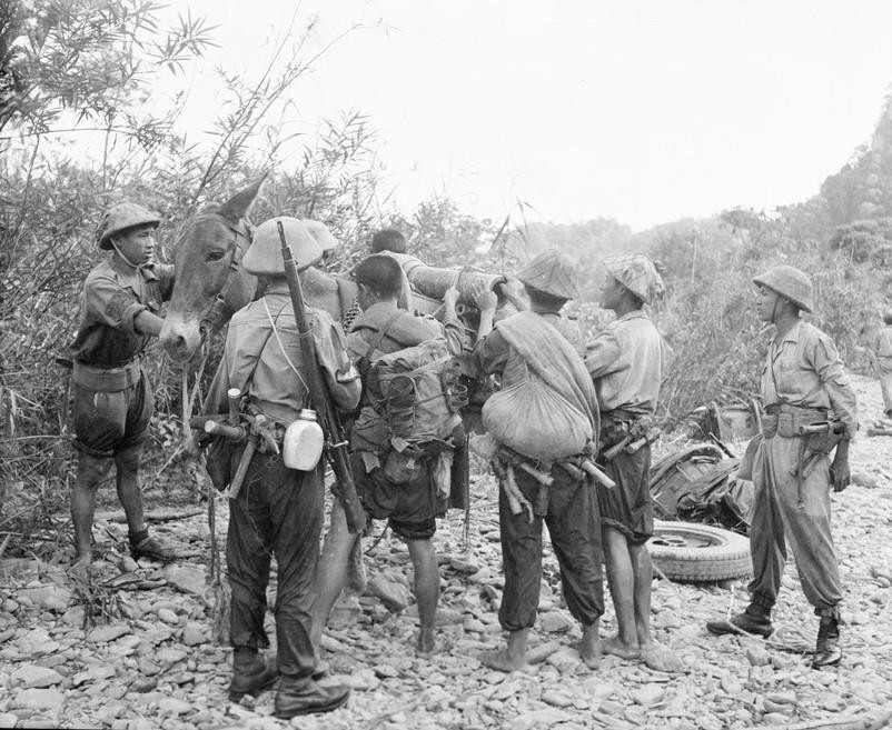 Với tổng số lực lượng tương đương hai đại đoàn, Chiến dịch biên giới đã vượt tất cả các chiến dịch trước đây về quy mô sử dụng lực lượng. Trong ảnh: Các đơn vị bộ đội tham gia Chiến dịch biên giới 1950 khẩn trương hành quân vào chiến dịch. (Nguồn: TTXVN)