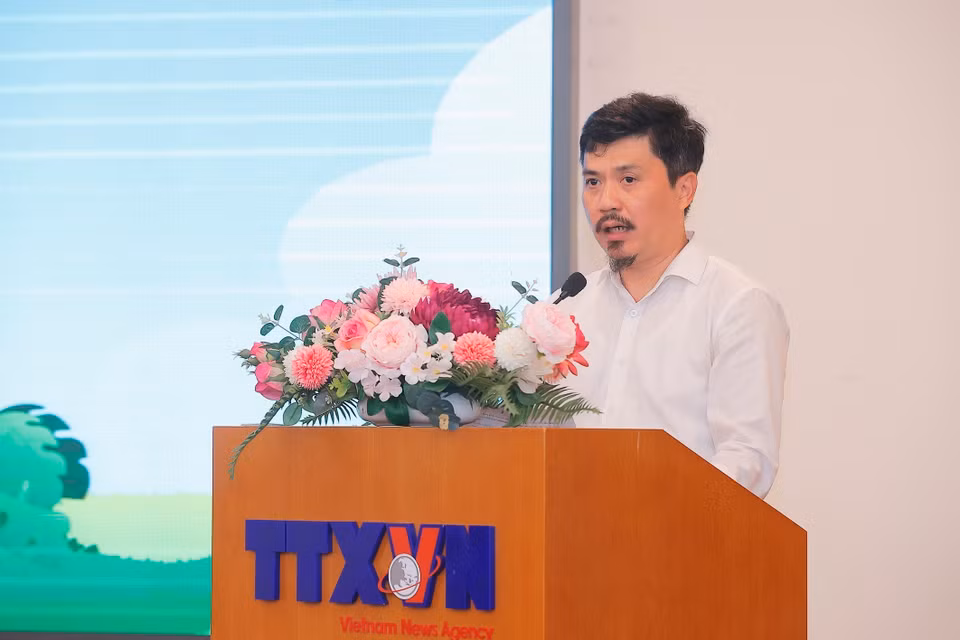 Tổng Biên tập Báo Thể thao và Văn hóa Lê Xuân Thành phát biểu. (Ảnh: Minh Quyết/TTXVN)