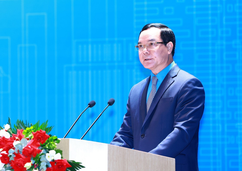 Chủ tịch Tổng Liên đoàn Lao động Việt Nam Nguyễn Đình Khang phát biểu. (Ảnh: Dương Giang/TTXVN)