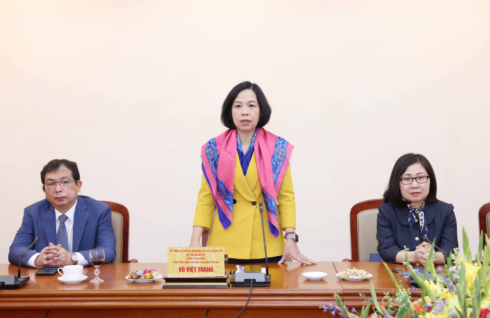 Tổng Giám đốc Thông tấn xã Việt Nam Vũ Việt Trang phát biểu. (Ảnh: Phương Hoa/TTXVN)