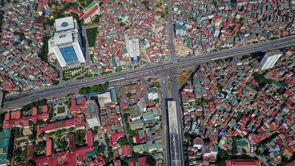 Dự án hoàn thành sẽ giải tỏa áp lực giao thông trên tuyến đường vành đai của Thủ đô. (Ảnh: Thành Đạt/TTXVN)