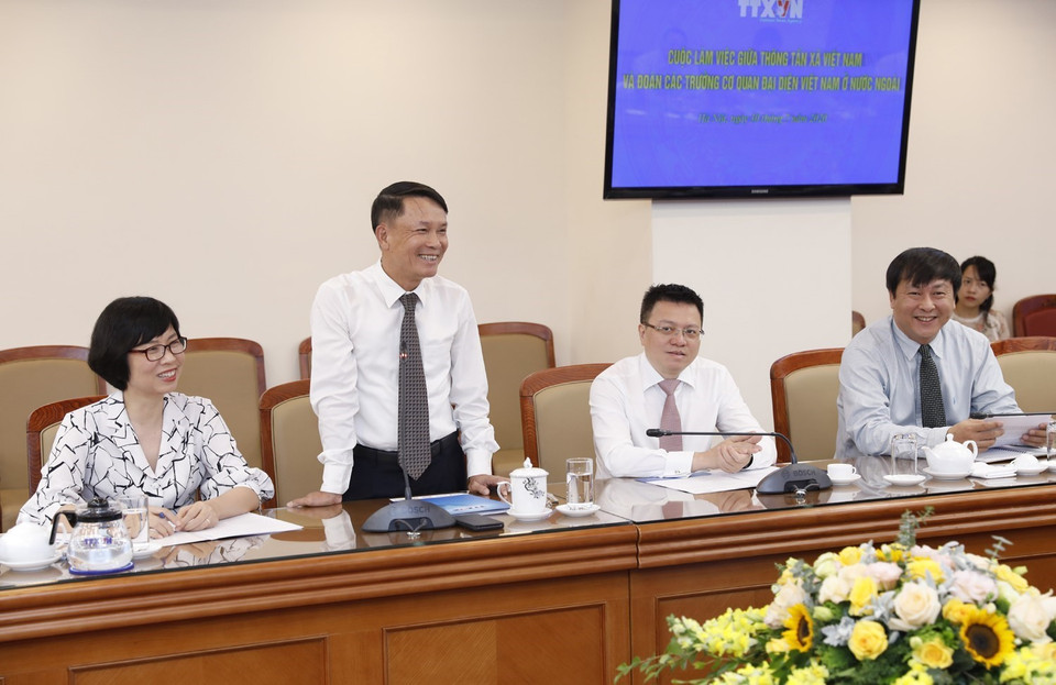 Tổng Giám đốc Thông tấn xã Việt Nam Nguyễn Đức Lợi phát biểu. (Ảnh: Dương Giang/TTXVN)