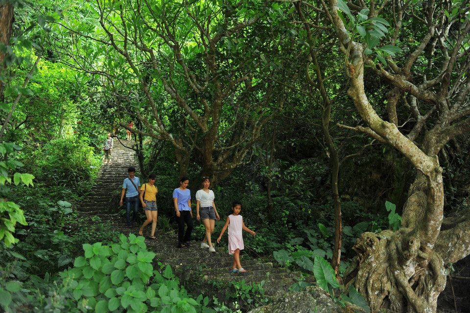 Du khách khám phá động Mã Tiên. (Ảnh: Minh Đức/TTXVN)