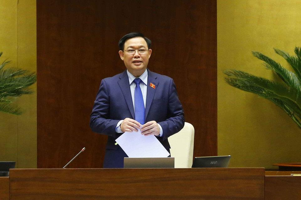 Chủ tịch Quốc hội Vương Đình Huệ phát biểu. (Ảnh: Doãn Tấn/TTXVN)