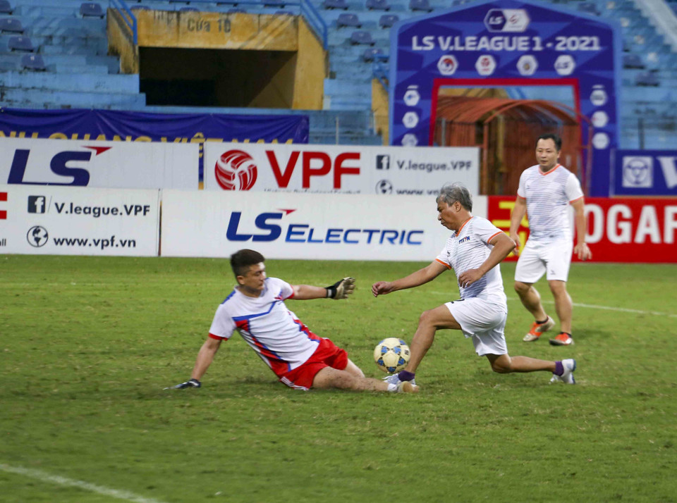 Pha ghi bàn của đội Truyền Thống. (Ảnh: Tuấn Đức/TTXVN)