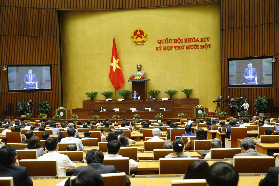 Chủ tịch Quốc hội Vương Đình Huệ phát biểu. (Ảnh: Doãn Tấn/TTXVN)