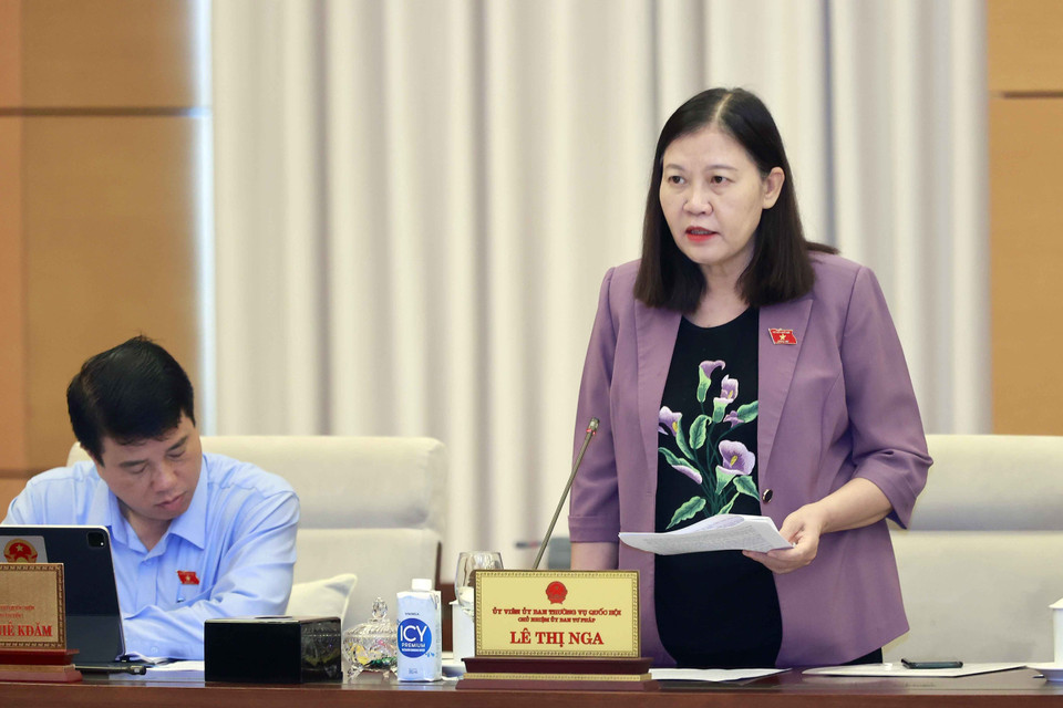 Chủ nhiệm Ủy ban Tư pháp của Quốc hội Lê Thị Nga phát biểu. (Ảnh: Doãn Tấn/TTXVN)