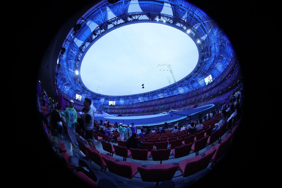 Sân vận động Olympic thành phố Hàng Châu, Trung Quốc. (Ảnh: Hoàng Linh/TTXVN)