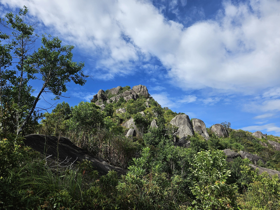 Đứng trên đỉnh Hoàng Ngưu Sơn có thể nhìn bao quát thành phố Nha Trang xinh đẹp. Đây được đánh giá là một địa điểm leo núi thích hợp cho những người có niềm đam mê với môn thể thao mạo hiểm, đồng thời cũng là một điểm cắm trại hấp dẫn của "phượt thủ." (Ảnh: Phan Sáu/TTXVN)