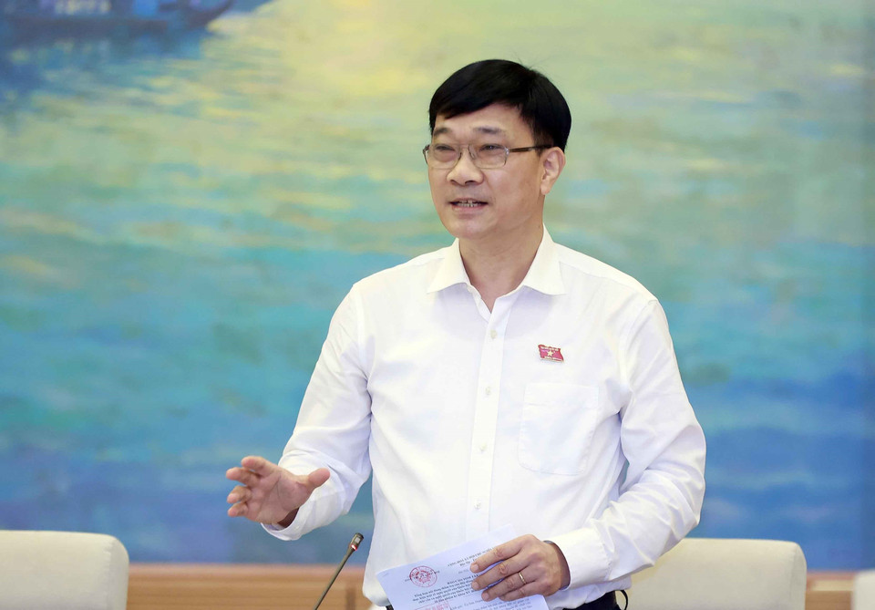 Chủ nhiệm Ủy ban Kinh tế của Quốc hội Vũ Hồng Thanh phát biểu. (Ảnh: Doãn Tấn/TTXVN)