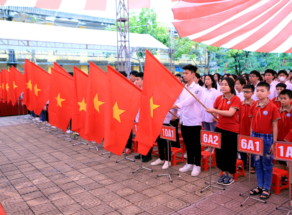 Lễ Khai giảng năm học 2023-2024 tại Trường Cao đẳng Sư phạm Thái Bình và các cơ sở giáo dục trực thuộc. (Ảnh: Thế Duyệt/TTXVN)