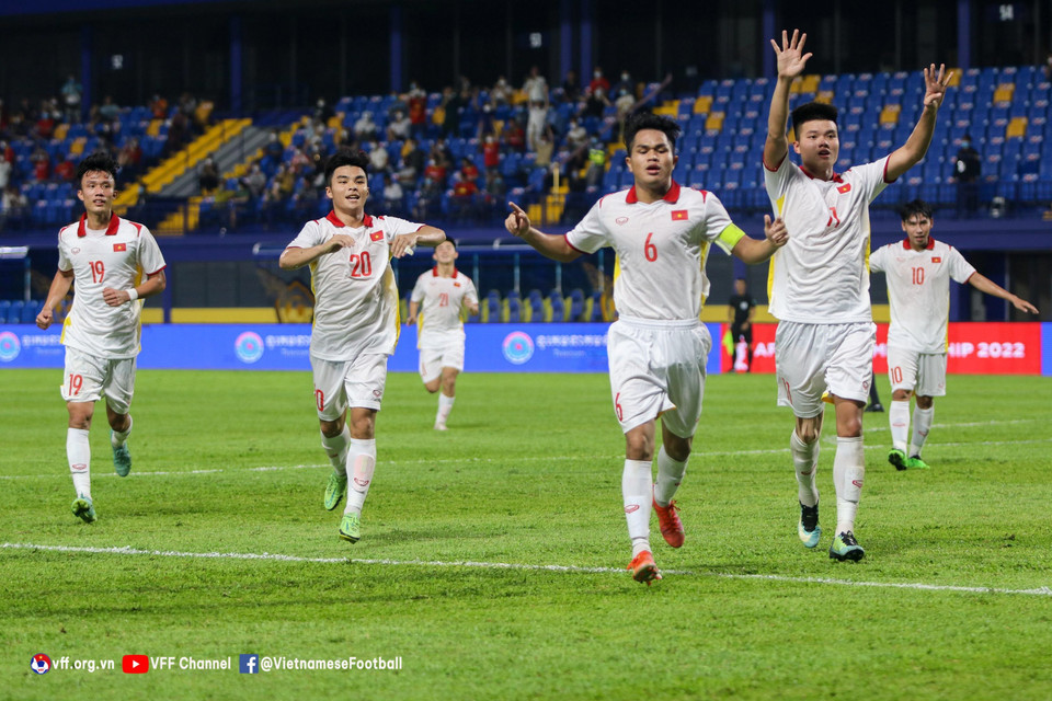 U23 Việt Nam có sự khởi đầu tại U23 Đông Nam Á 2022 vô cùng hoàn hảo khi có chiến thắng đậm 7-0 trước U23 Singapore. (Nguồn: TTXVN phát)