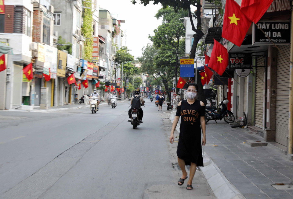  Phố Trương Định vắng vẻ ngày 2-9. (Ảnh: Trần Việt/TTXVN)