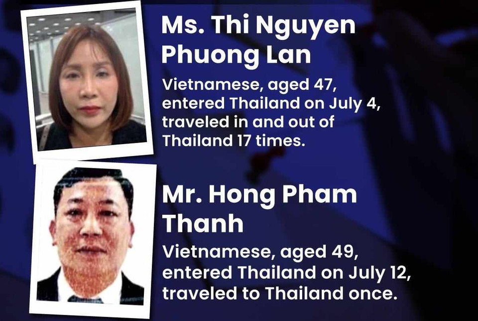Cảnh sát Thái Lan đã xác định 2 trong số 6 người thiệt mạng là Chong Sherine, 56 tuổi và Dang Hung Van, 55 tuổi, đều có quốc tịch Mỹ. 4 nạn nhân còn lại mang quốc tịch Việt Nam, gồm Nguyen Thi Phuong Lan, 47 tuổi; Pham Hong Thanh, 49 tuổi; Tran Dinh Phu, 37 tuổi và Nguyen Thi Phuong, 46 tuổi. (Nguồn: National)