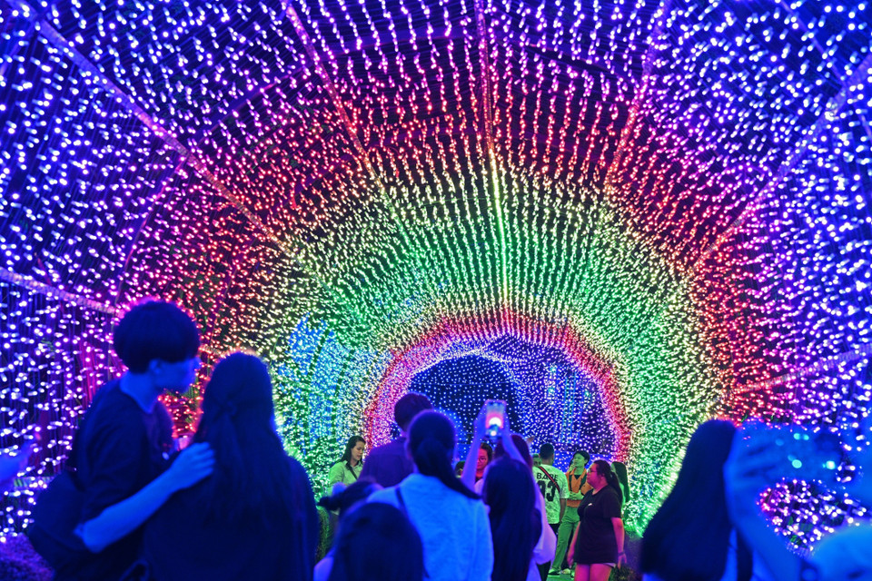 Trang trí chào đón lễ Giáng sinh và Năm mới tại Singapore. (Ảnh: THX/TTXVN)