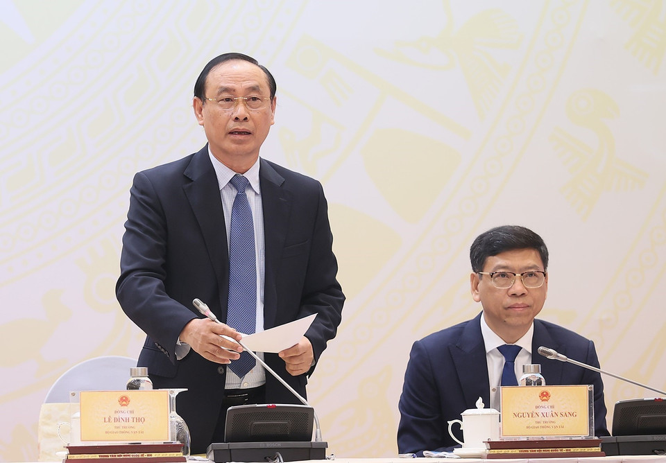 Thứ trưởng Bộ Giao thông Vận tải Lê Đình Thọ phát biểu. (Ảnh: Dương Giang/TTXVN)