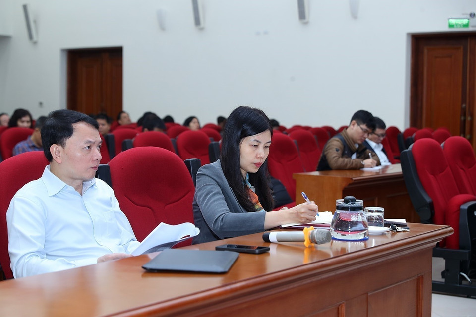 Các đại biểu tham dự tại điểm cầu Thông tấn xã Việt Nam. (Ảnh: Tuấn Anh/TTXVN)