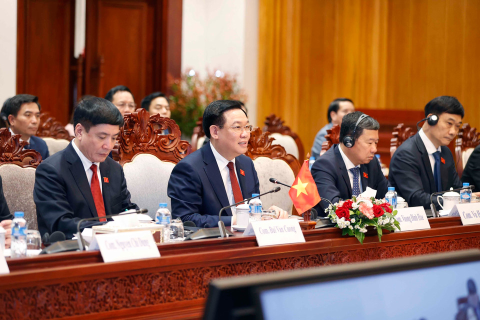 Chủ tịch Quốc hội Vương Đình Huệ phát biểu. (Ảnh: Doãn Tấn/TTXVN)