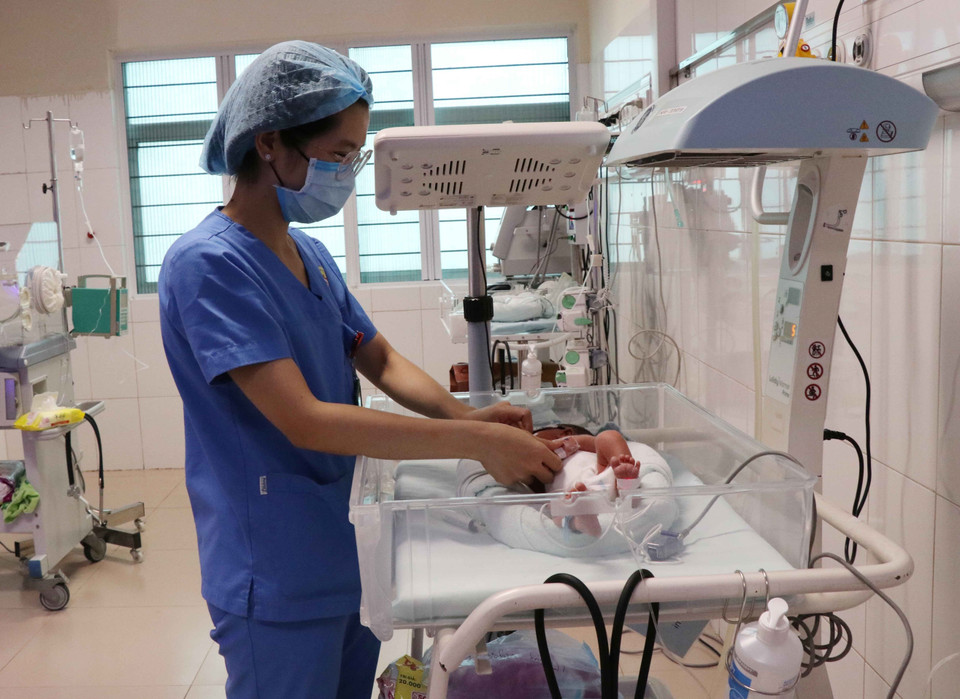 Để có thể nuôi dưỡng, điều trị thành công cho các bé, mỗi y, bác sỹ trong khoa sơ sinh tại bệnh viện đều gắng sức, mang tinh thần và trách nhiệm xứng danh 'người mẹ thứ hai' của các bé. (Ảnh: Thái Hùng/TTXVN)