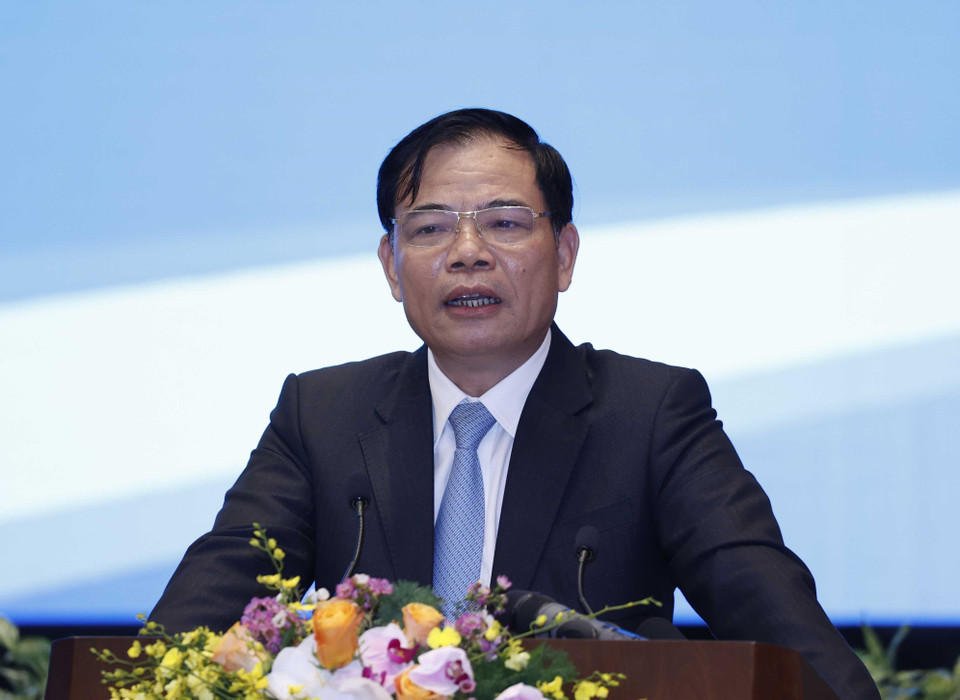 Bộ trưởng Bộ Nông nghiệp và Phát triển nông thôn Nguyễn Xuân Cường phát biểu. (Ảnh: Thống Nhất/TTXVN)