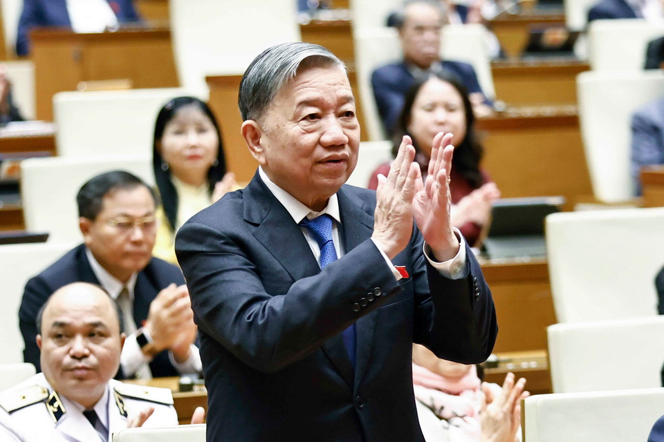 Tổng Bí thư Tô Lâm dự phiên bế mạc Kỳ họp thứ 8, Quốc hội khóa XV. (Ảnh: TTXVN)