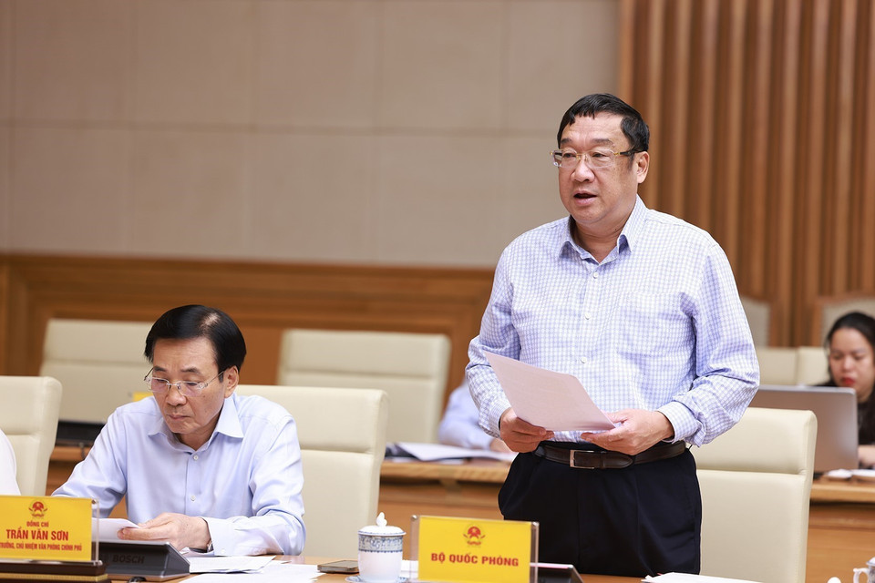 Thứ trưởng Bộ Quốc phòng Phạm Hoài Nam phát biểu. (Ảnh: Dương Giang/TTXVN)