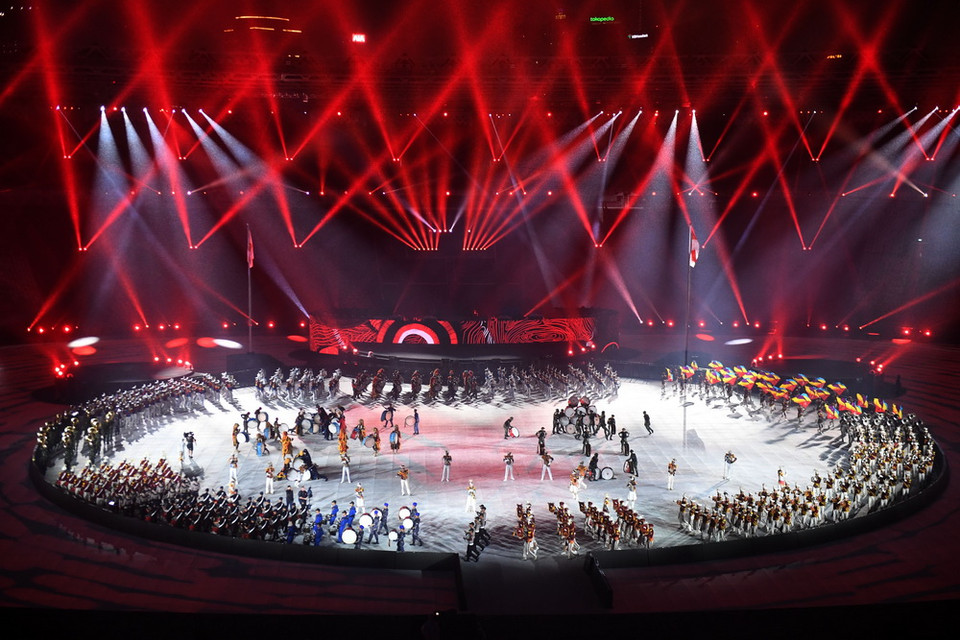 Toàn cảnh lễ bế mạc Đại hội thể thao châu Á (ASIAD) 2018 trên sân vận động Gelora Bung Karno ở thủ đô Jakarta, Indonesia tối 2/9. (Nguồn: THX/TTXVN)