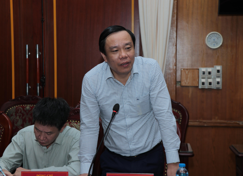 Ông Nguyễn Thiệt Thuật, Giám đốc Trung tâm Truyền hình Thông tấn xã Việt Nam phát biểu tại buổi làm việc. (Ảnh: Vũ Hoàng Giang/TTXVN)