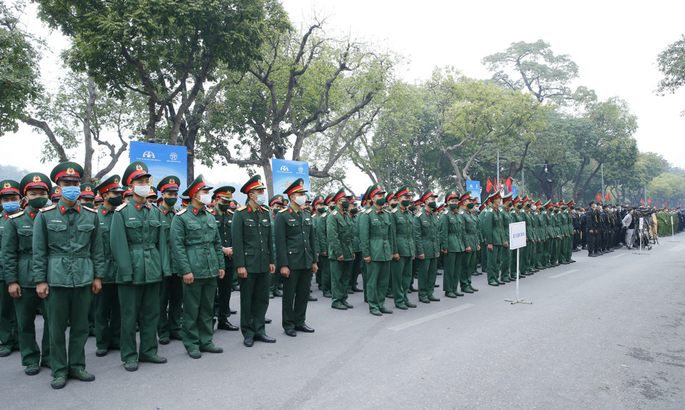 Các lực lượng dự Lễ ra quân. (Ảnh: Doãn Tấn/TTXVN)