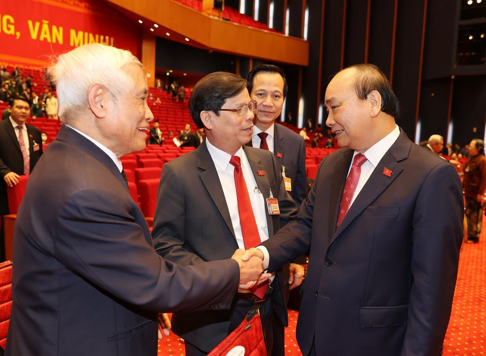 Ông Nguyễn Xuân Phúc, Ủy viên Bộ Chính trị, Thủ tướng Chính phủ, với các đại biểu tại Đại hội. (Nguồn: TTXVN)