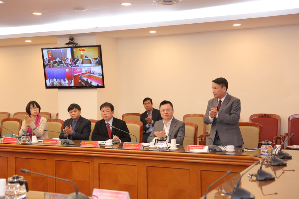 Ban lãnh đạo TTXVN tham dự buổi lễ. (Ảnh: Hoàng Hiếu/TTXVN)