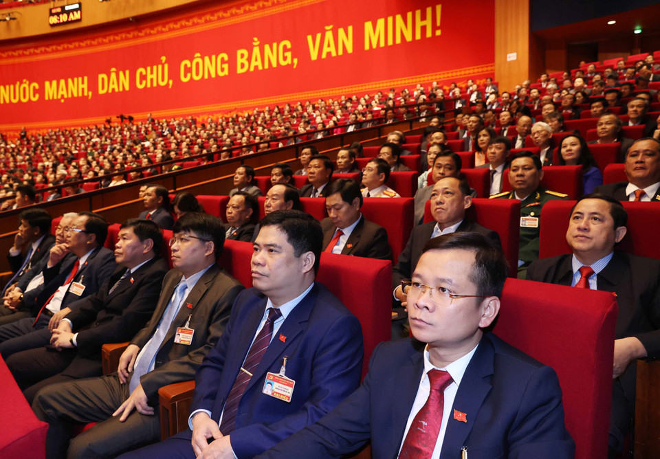 Các đại biểu dự phiên tham luận tại hội trường Trung tâm Hội nghị Quốc gia, sáng 27/1. (Nguồn: TTXVN)