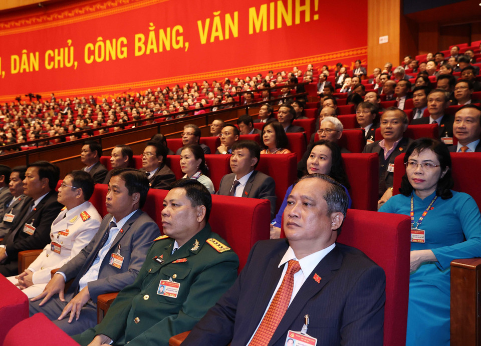 Các đại biểu dự phiên tham luận tại hội trường Trung tâm Hội nghị Quốc gia, sáng 27/1. (Nguồn: TTXVN)