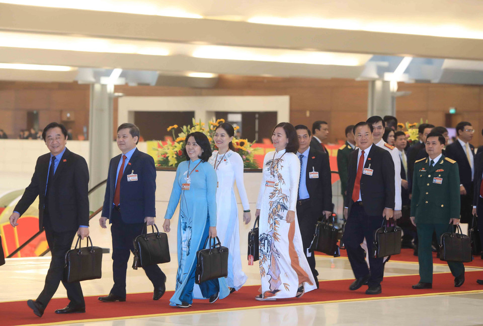 Các đại biểu đến dự Đại hội, sáng 28/1. (Nguồn: TTXVN)