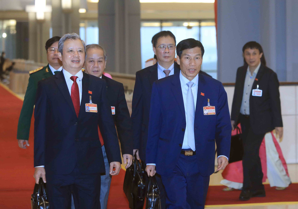 Đại biểu Đảng bộ tỉnh Thừa Thiên-Huế đến dự Đại hội, sáng 28/1. (Nguồn: TTXVN)