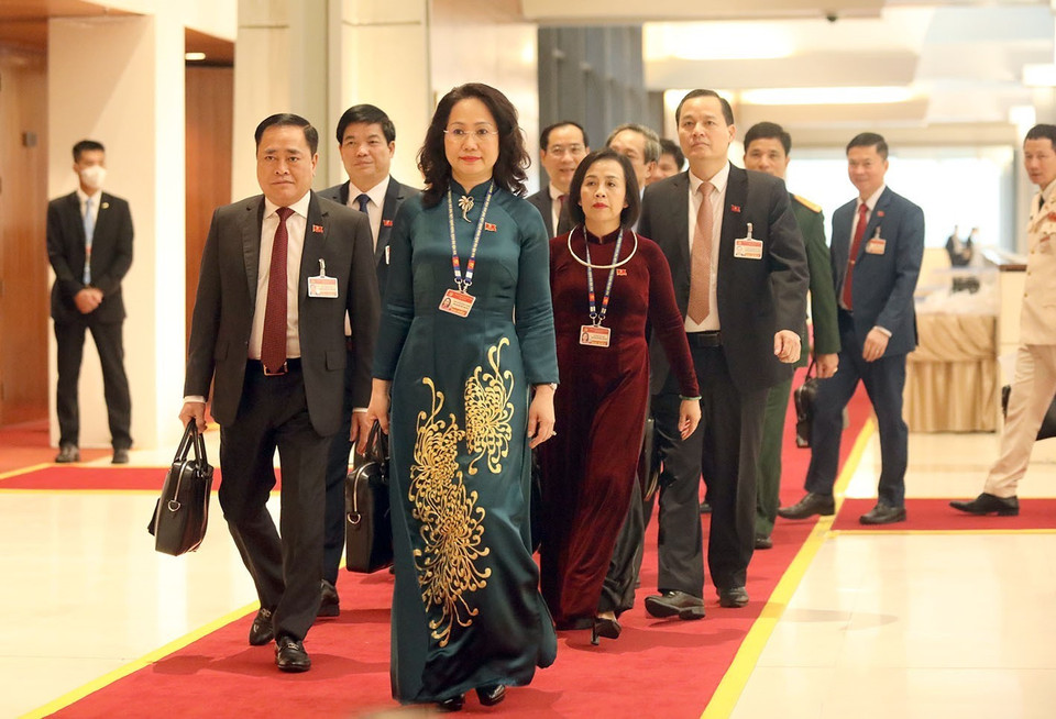 Các đại biểu đến dự đại hội, sáng 28/1. (Nguồn: TTXVN)