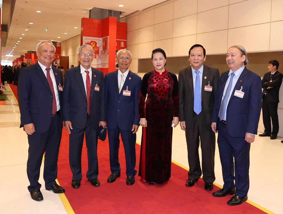 Bà Nguyễn Thị Kim Ngân, Ủy viên Bộ Chính trị, Chủ tịch Quốc hội với các đại biểu tại Đại hội. (Nguồn: TTXVN)