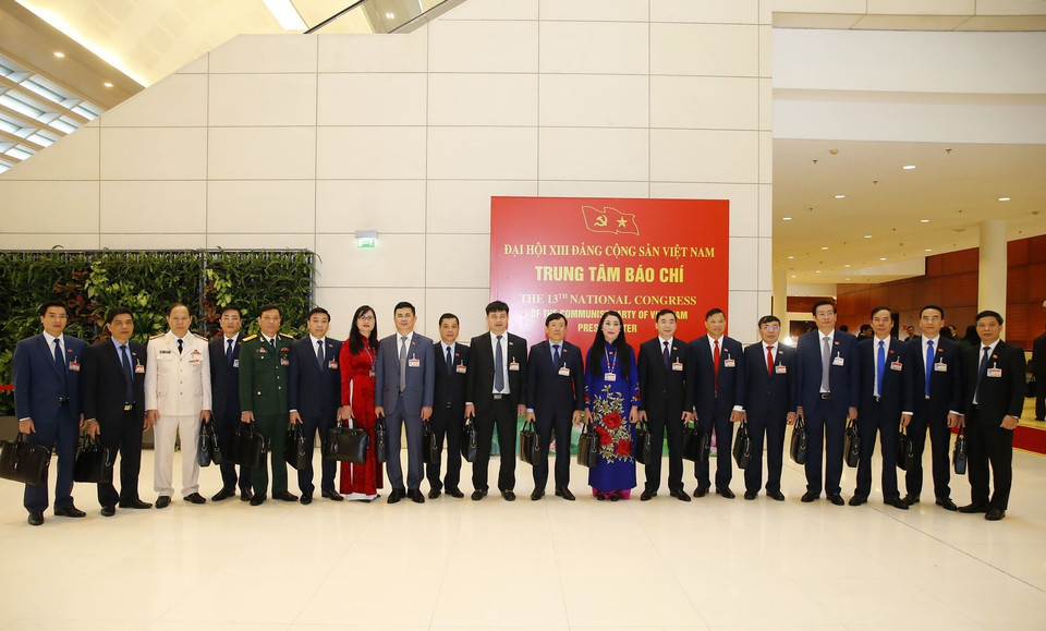 Đoàn đại biểu Đảng bộ tỉnh Vĩnh Phúc dự Đại hội XIII của Đảng. (Nguồn: TTXVN)