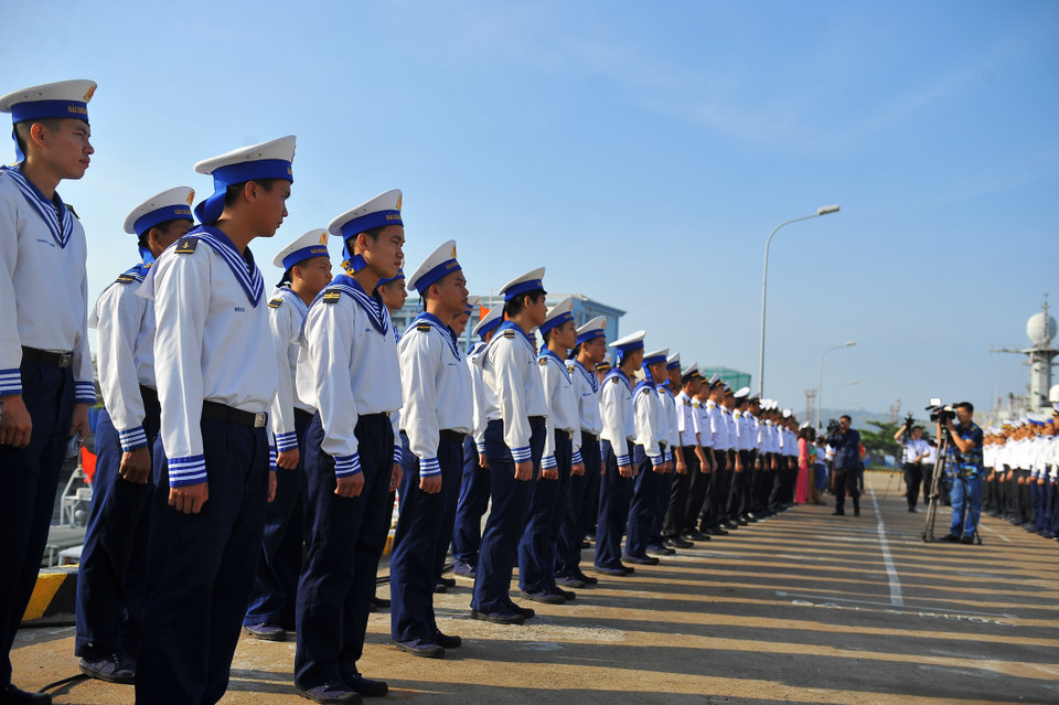 Lễ xuất quân lên đường ra nhà giàn DK1 và huyện Côn Đảo. (Ảnh: Minh Đức/TTXVN)