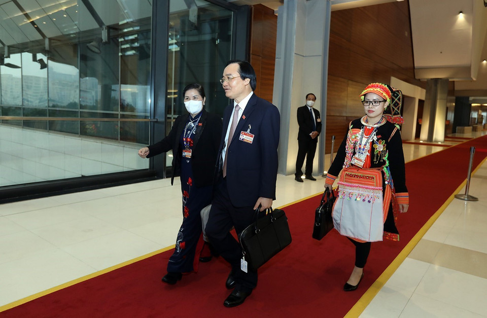  Các đại biểu đến dự phiên họp chiều 30/1. (Nguồn: TTXVN)