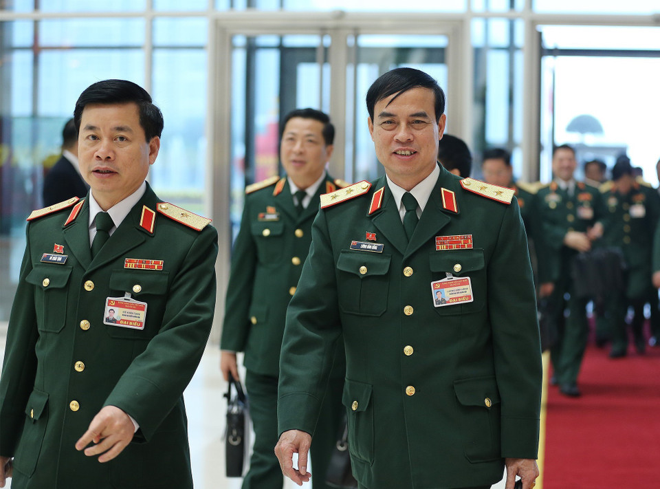 Các đại biểu Đoàn Quân đội đến dự phiên họp chiều 30/1/2021. (Nguồn: TTXVN)