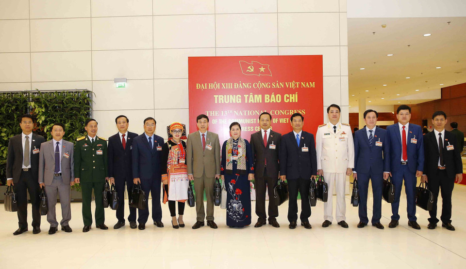 Đoàn đại biểu Đảng bộ tỉnh Lai Châu dự Đại hội. (Nguồn: TTXVN)