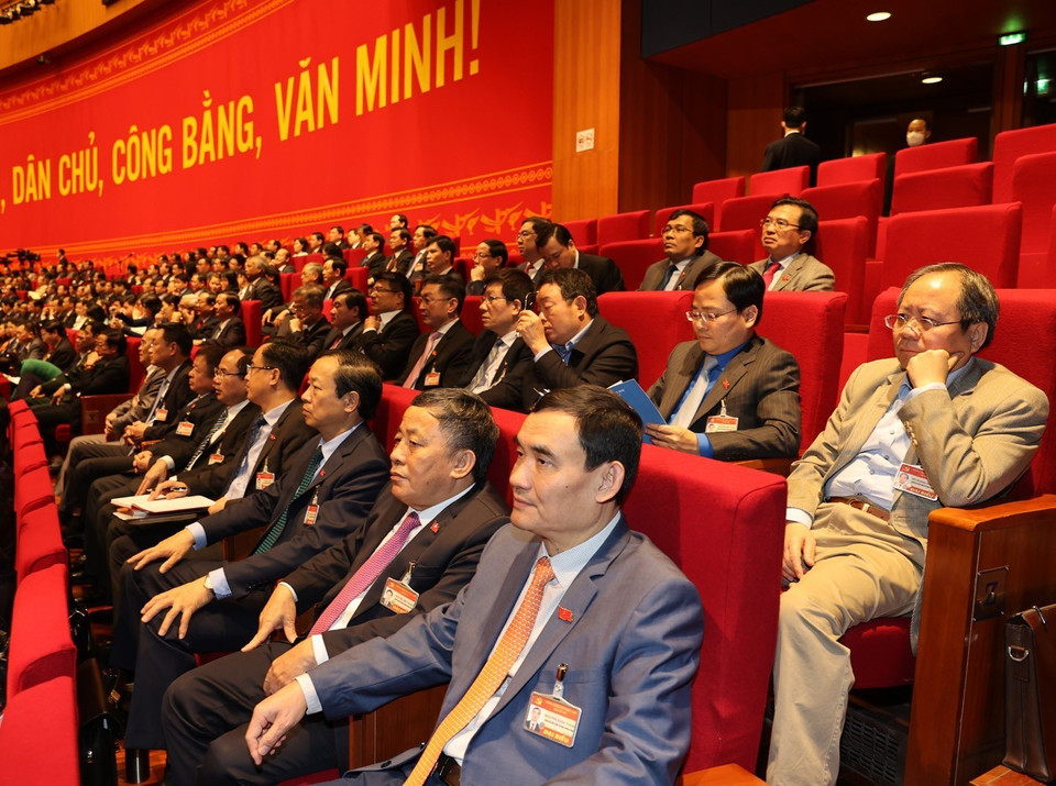 Đại biểu dự phiên thảo luận các văn kiện đại hội tại hội trường, sáng 28/1. (Nguồn: TTXVN)