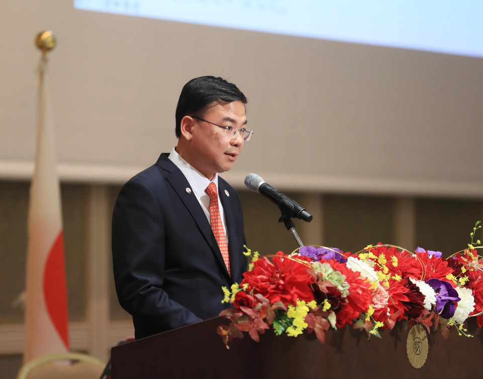 Ông Phạm Quang Hiệu, Đại sứ Việt Nam tại Nhật Bản, phát biểu. (Ảnh: Thống Nhất/TTXVN)